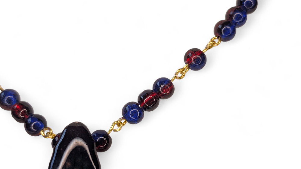 Image of OOAK Two-Tone Glass & Orchid Necklace