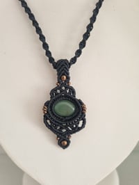 Image 1 of Green Aventurine Crystal Macramé Pendant Necklace