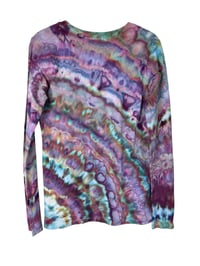 Image 8 of S Ladies Long-Sleeve Stretch Tee in Prism Agate Ice Dye