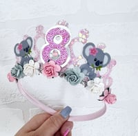 Image 3 of Koala Birthday tiara crown pink & grey