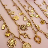 Image 1 of Drop 2 Gold Paperclip Charm Necklaces