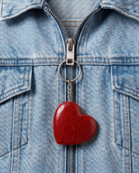 Image 4 of Red Glitter Heart Resin Keychain – Handmade 