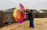 Image 4 of Ready to Ship! “Joyful”- Hand Dyed XL Long Silk Flags