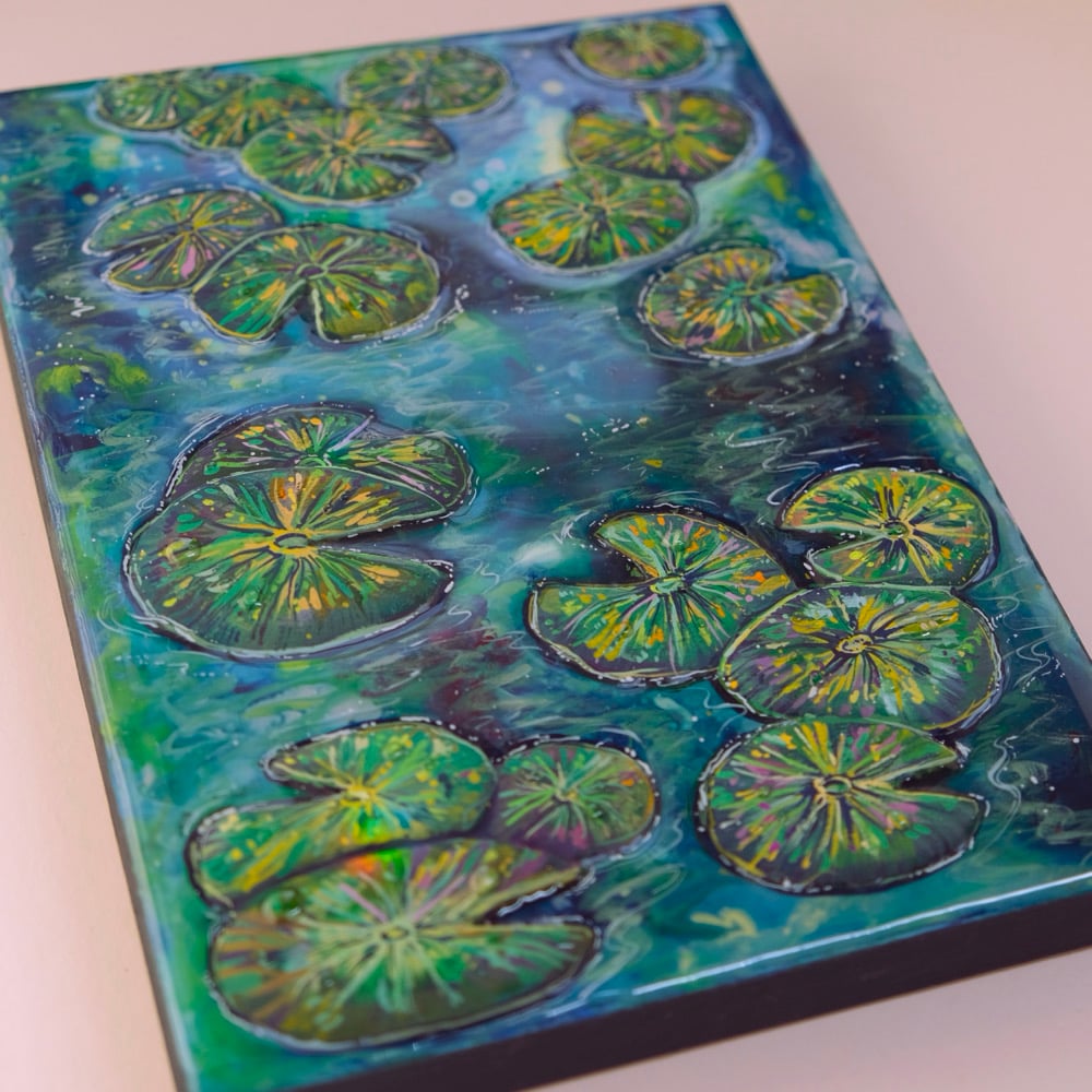 Image of 🪷 LILY POND STUDY ✧ Original 3D Mixed Media Painting 