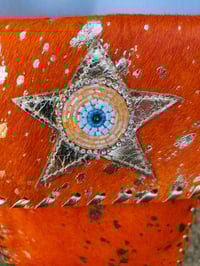 Image 4 of Woodstock cross body passport bag - orange with gold and peach star