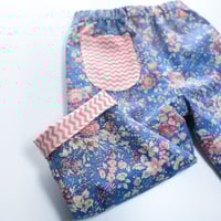 Image 3 of Reversible trousers- floral squiggle (ready to ship 6-9M)