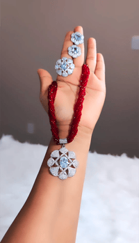 Image 1 of Shilpa_Short Hydropotey Necklace Set in Maroon