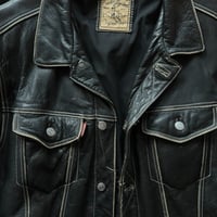 Image 3 of Vintage Crocker Leather Trucker Jacket