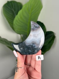Image 1 of MOSS AGATE SELF STANDING MOONS
