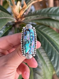 Image 2 of Sterling Silver Beaded Abalone Ring 8.5