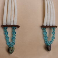 Image 6 of 5 Tier Dentalium Earrings (Abalone Hearts)