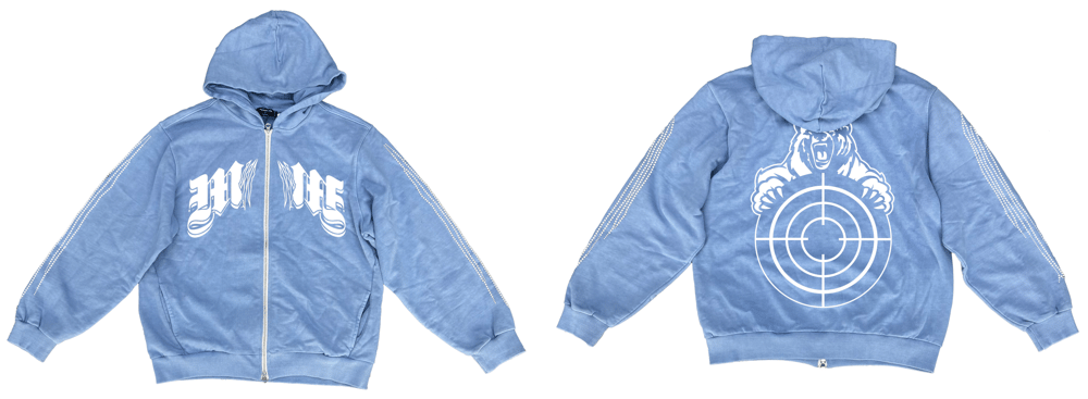 Image of Double Medieval Logo Zipper Hoodie-Blue
