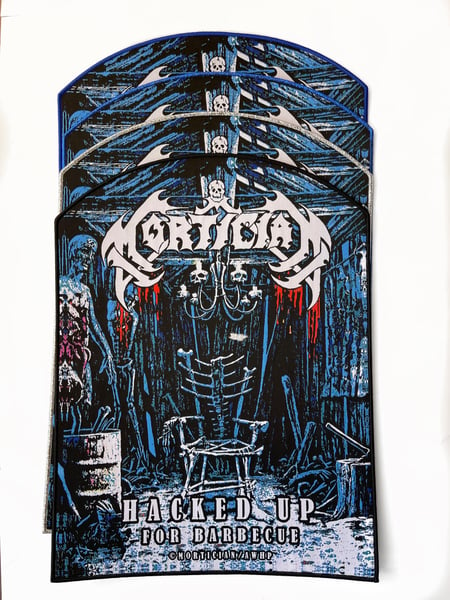 Image of Mortician - Hacked Up For Barbecue Woven Back Patch