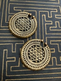 Image 1 of XL Gold Sri Yantra hoop ear weights