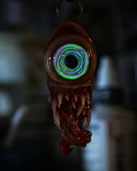 Image 2 of Color Burst Twisted tongue pendant, OOAK green purple orange blue Glow