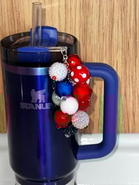 Image 3 of Fourth of July Memorial Day Patrotic Red White and Blue Tumbler Straw Bauble