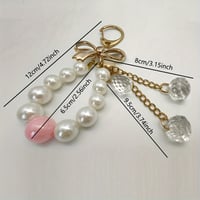 Image 8 of Elegant Bow Pearl Keychain with Crystal Drops - Perfect Gift for Her - Valentine's Day or Anytime - 