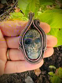 Image 4 of Serpentine Skull Wrapped in Copper