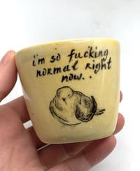 Image 1 of I’m so fucking normal right now doomer pigeon 