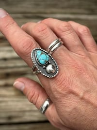 Image 2 of Turquoise + Sterling Ball Ring 