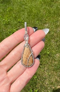 Image 1 of rainbow moonstone x picture jasper pendant