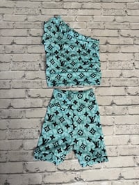 LV Cheetah biker shorts set 