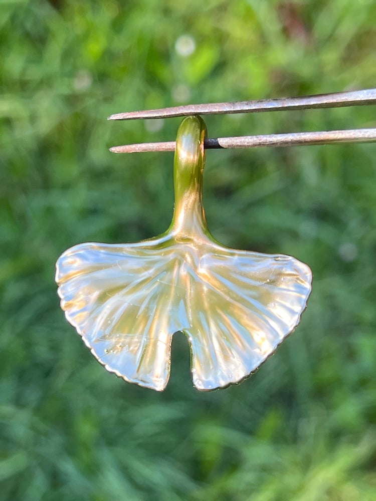 Image of Metallic Gold Ginkgo Leaf Pendant