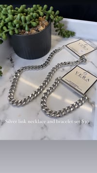 Silver link necklace and bracelet set