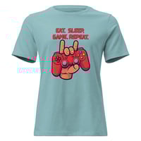 Image 7 of Women's Relaxed T-Shirt, Eat Sleep Game Repeat T-Shirt | Funny Gamer Graphic Tee