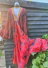 Image 11 of Wanderlust maxi dress Sari tie dye RED upto 18 uk