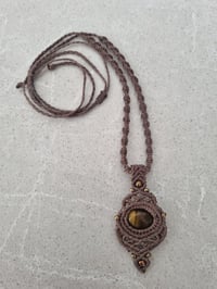 Image 5 of Tiger’s Eye Crystal Macramé Pendant Necklace