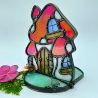 Image 4 of Iridescent Red Mushroom House Candle Holder