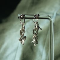 Image 2 of Silver Moss Chainlink Earrings - 2