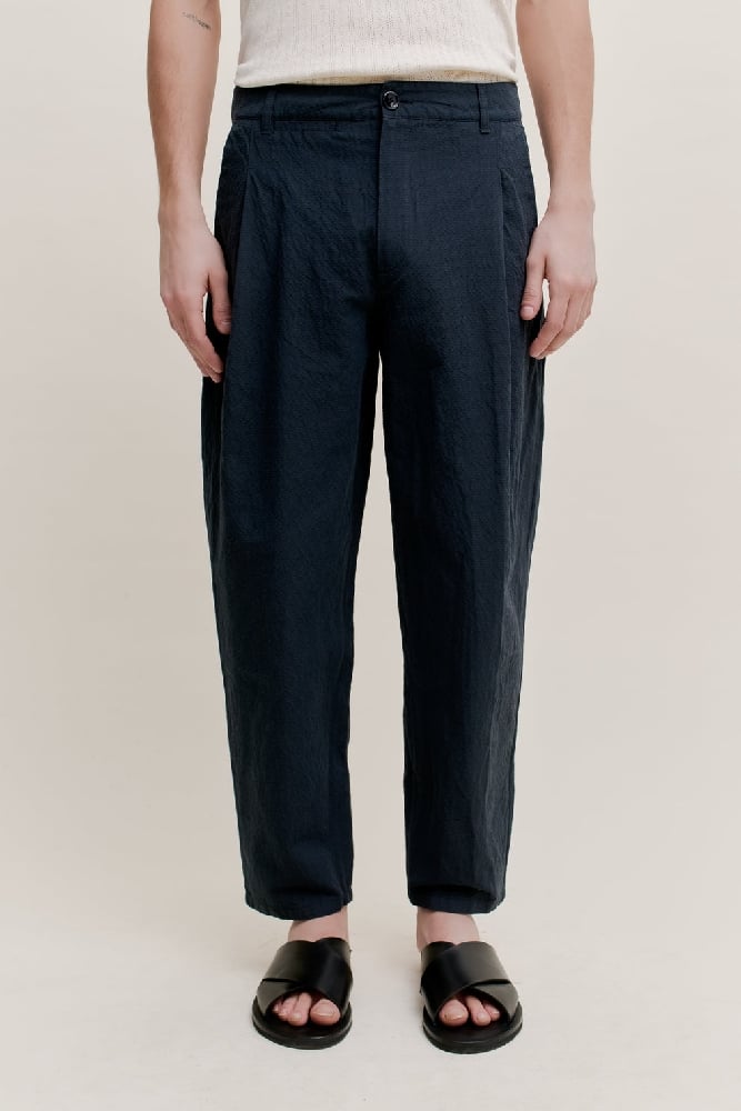 Image of A KIND OF GUISE FOLDED WIDE TROUSERS DARK INCENSE