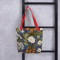 Image 3 of Art Nouveau Inspired Blue, Orange and White Boho Hippie Floral Sketch Tote Bag