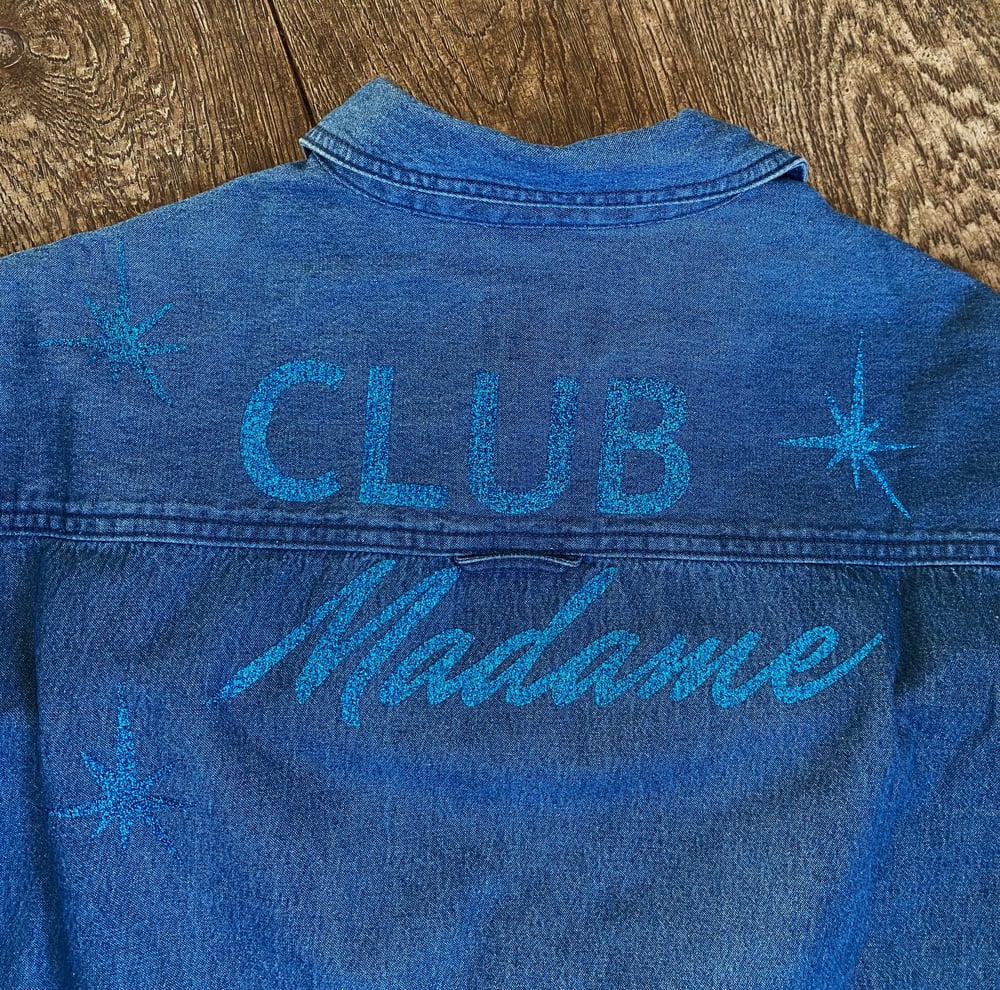 Image of Chemise en jean bleue Club Madame Paillettée  bleue