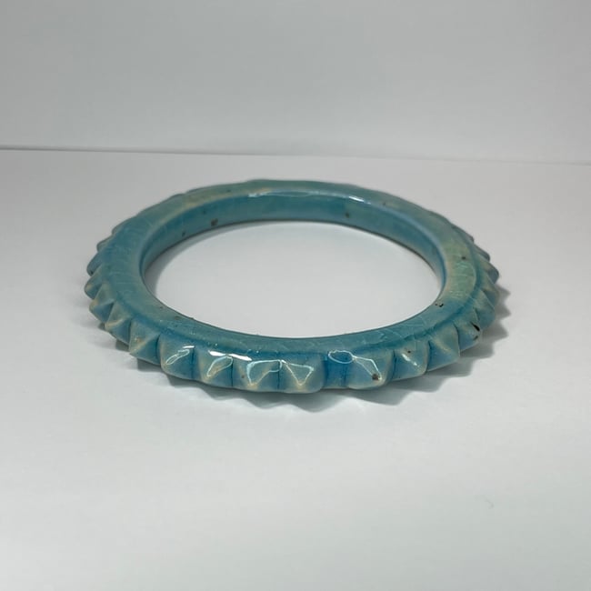 Blue Crackle Stud Bracelet - 7.75 in Inner Diameter