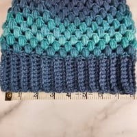 Image 4 of blue hand crocheted hat