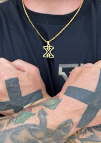 Image 3 of 18k Gold Plated and Stainless Steel X Necklace