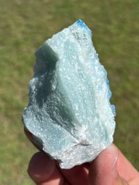 Image 6 of Cyanotrichite On Green Fluorite Matrix Specimen | Guizhou China #2924