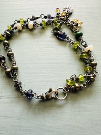 Image 6 of peridot and emerald double strand charm bracelet