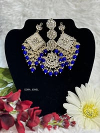 Image 4 of Kundan and pearl designer earrings and tikka set