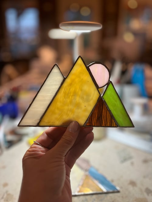 Image of Moon Mountain Range-stained glass