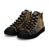 Image 8 of Black and Gold Tattered Textured Look Goth Women’s high top canvas shoes