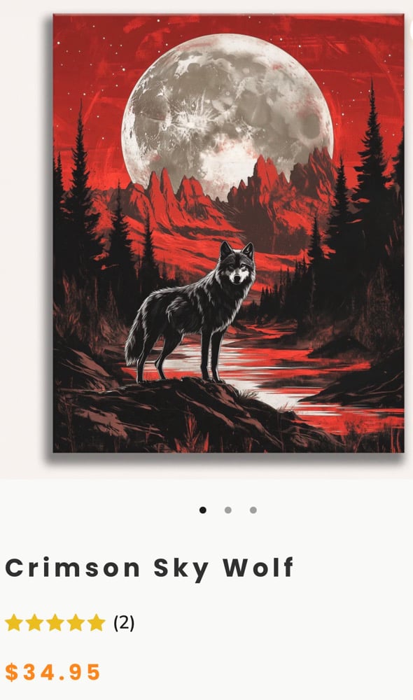 Image of Paint By Numbers - Crimson Sky Wolf 36 Colors - Number Artist - Free Shipping 