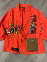 Image 1 of Medium Peace/love orange custom blazer 