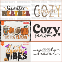 Image 2 of Customizable Cozy FALL/Autumn or Spooky Season/Halloween Designs Embroidered