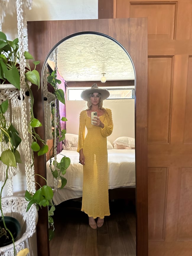 late 1960s tangerine dream fine slinky crochet knit dress