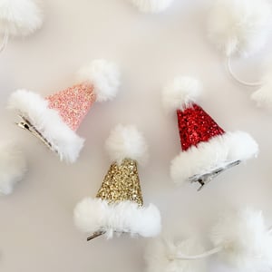 Image of Glitter Santa Hat Hair Clip 