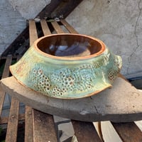 Image 2 of Green & Brown Drippy Flutter Dish